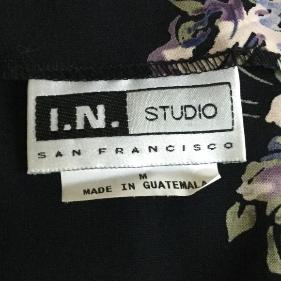 Vintage I.N. Studio Floral Wrap Skirt Black - Sz Medium - Picture 8 of 10